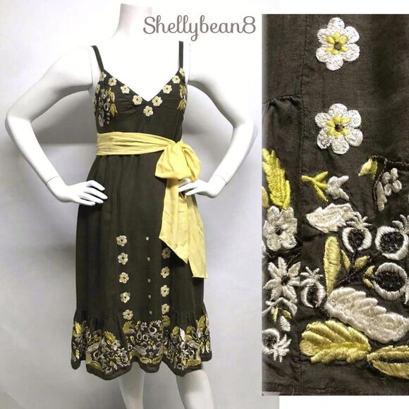 LITHE Embroidered RYEGRASS Dress w/ SASH 2 4 XS S - Picture 6 of 8